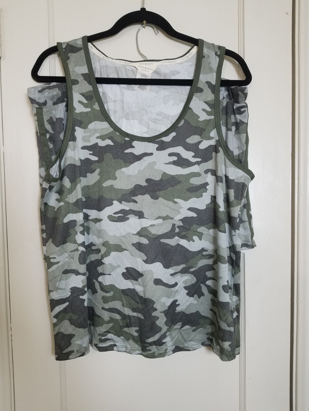 LUCKY BRAND green Camo Tank Top Elastic Waist Short Set Night Wear Pjs XL NWOT